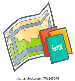 Cool and cute travel map and travel guide for vacation - vector.