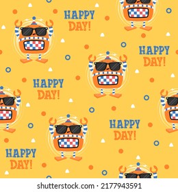 Cool cyborg cartoon trendy pattern design concepts