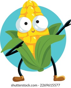 
Cool Dabbing Corn Mascot Vector Cartoon Design. Happy cheerful grain character feeling festive dancing and celebrating
