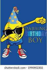 Cool Dabbing Emoji Birthday Shirt Boys Party Outfit Vector Illustration Graphic Design for Document and Print