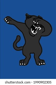 Cool Dabbing Panther Black Big Cat Dab Dancing Jungle Animal Vector Illustration Graphic Design for Document and Print