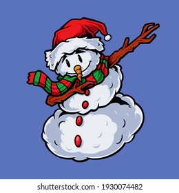Cool dabbing snowman cartoon illustration