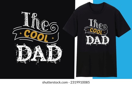 Cool Dad. Isolated Slogan. Sticker for stationery. Ready for printing. Trendy graphic design element. Retro font calligraphy in 60s funky style. Vector EPS 10.