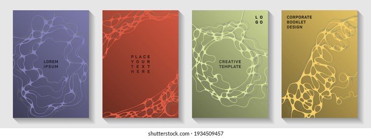 Cool dance party flyers. flexible curve lines geometry backdrops. Creative brochure vector layouts. Electronic music party posters set fluid wavy graphic design.