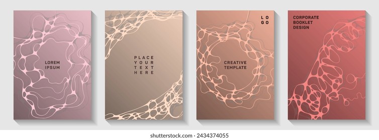 Cool dance party posters. Complex curve lines torrent backdrops. Soft title page vector layouts. Electronic music party posters set fluid wavy graphic design.