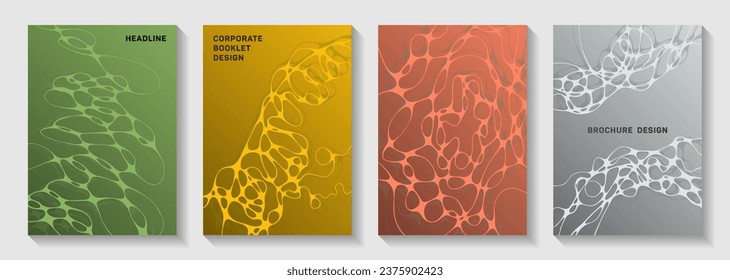 Cool dance party posters. Fluid curve lines surface textures. Minimalist title page vector layouts. Electronic music party posters set fluid wavy graphic design.