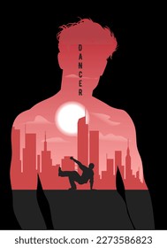 Cool dancer poster with double exposure effect
