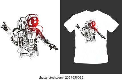 cool dancing happy astronaut vector shirt design editable template 