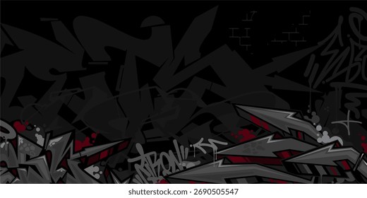 Cool Dark Abstract Flat Urban Street Art Graffiti Style Vector Illustration Template Background Art