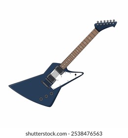 cool dark blue modern electric guitar cartoon vector illustration image