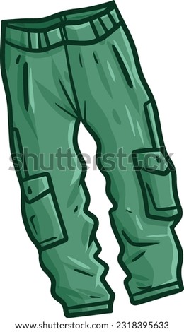 Cool dark green long pants cartoon illustration