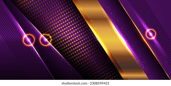 cool dark purple geometry golden rich royal polygon technology luxurious background