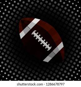 Cool dark vector sport illustration with polygonal ball on a background with halftone effect.
