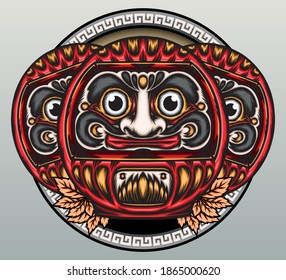 Cool daruma dolls. Premium vector