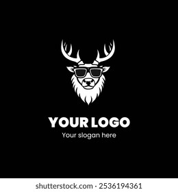 Cool Deer Head Logo with Sunglasses for Trendy and Modern Branding

