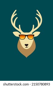 Cool deer wear a glasses, vector