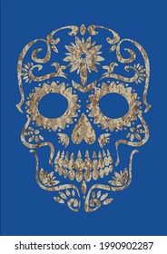 Cool Desert Camo Dia De Los Muertos Sugar Skull Camouflage Vector Illustration Graphic Design for Document and Print