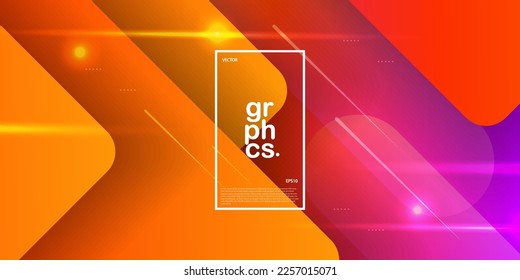 Cool design bright purple and colorful orange square curved overlap geometric vector background layer on bright background. Eps10 vector
