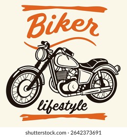 Cool design featuring a black and white old-school motorcycle.
