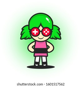 cool design geek gamer with cartoon animation
