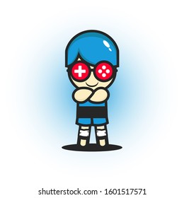 cool design geek gamer with cartoon animation