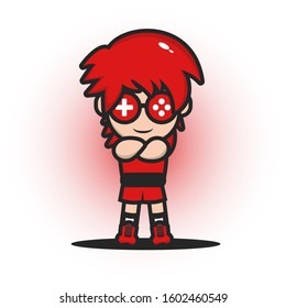 cool design geek gamer with cartoon animation