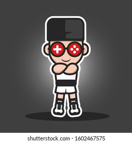 cool design geek gamer with cartoon cap vector