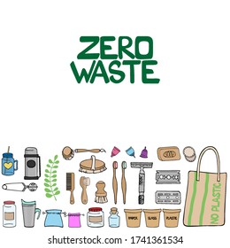 cool design template on zero waste theme for banner, postcard splash screen and suvine production. isolated vector illustration