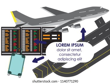 Cool detailed flat vector airport with infographic elements templates.