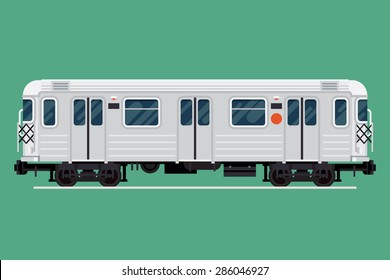 Cool detailed underground rapid transit train car vector design element | Modern flat design urban transport item subway railway car