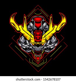 Cool Devil Demon Skull Futur Robot Head Vector