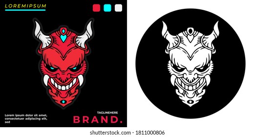 Cool devil head illustration for poster, sticker, or apparel merchandise.With tribal and hipster style.