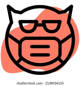 cool devil wearing the sunglasses with face mask