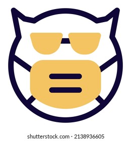 cool devil wearing the sunglasses with face mask