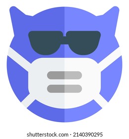 cool devil wearing the sunglasses with face mask