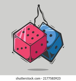 Cool Dice Blue Red Art Illustration Stock Vector (Royalty Free