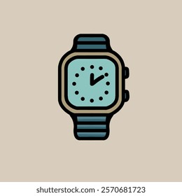 cool digital watch vector design illustration, minimalist design, plain background.