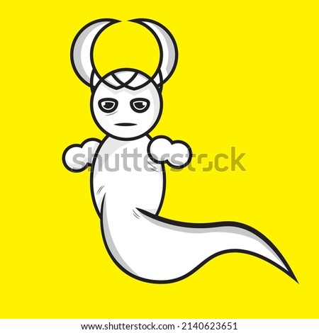 cool dignified halloween ghost with horns
