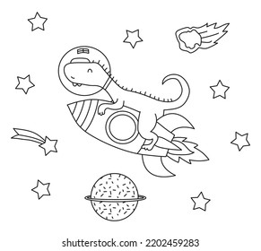 Cool dilophosaurus dinosaur in space vector illustration
