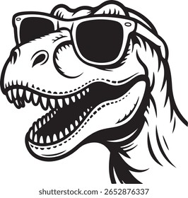 Personagem legal Dino Cartoon T-Rex com sombras ilustração para desenhos