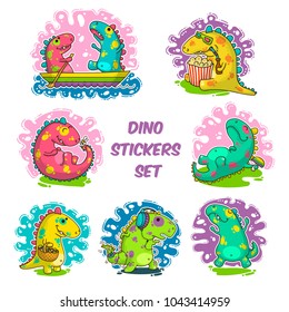 Cool Dino doodle vector illustration for cards, prints, stickes and other design