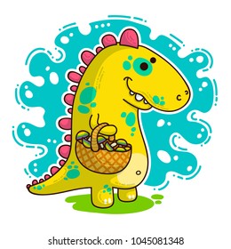 Cool Dino doodle vector illustration for cards, prints, stickes and other design