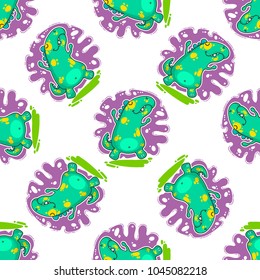 Cool Dino doodle vector illustration for cards, prints, stickes and other design. Seamless pattern. Wrapping paper