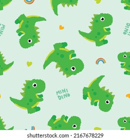 cool dinosaur cartoon seamless pattern vector, repeat pixel,cute