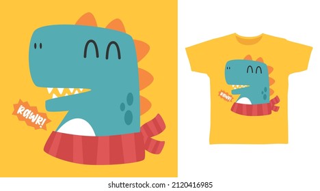 Cool dinosaur cartoon tee designs concept