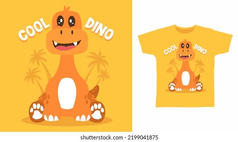 Cool dinosaur cartoon tshirt art design