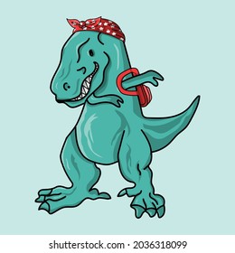 Cool dinosaur dabbing illustration with t-shirt design, Hand drawn, and Printable Vector.