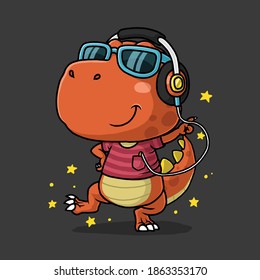 Cool dinosaur dancing, t-shirt design.