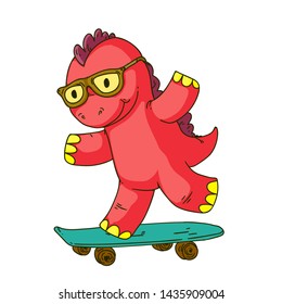 Cool dinosaur, dino. Cartoon mascot for children, kids clothing. Fashionable illustration for t-shirt designs