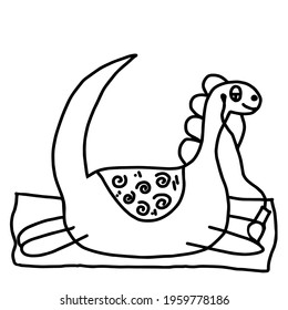 Cool dinosaur, dino listening music. Cartoon mascot for children, kids clothing. Fashionable illustration for t-shirt designs